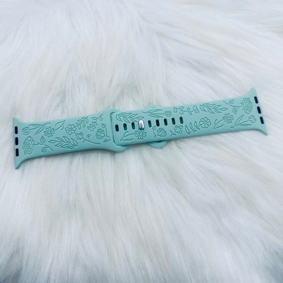 New Cyan Floral Design Apple Watch Bands 38mm 40mm 41mm - Picture 6 of 6